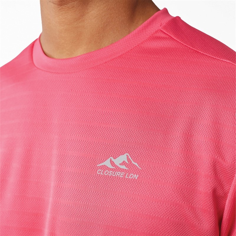 Closure London Mens Cut And Sew T-Shirt And Shorts Set Neon Pink/Charcoal Neonpink/Charcoal - Image 3