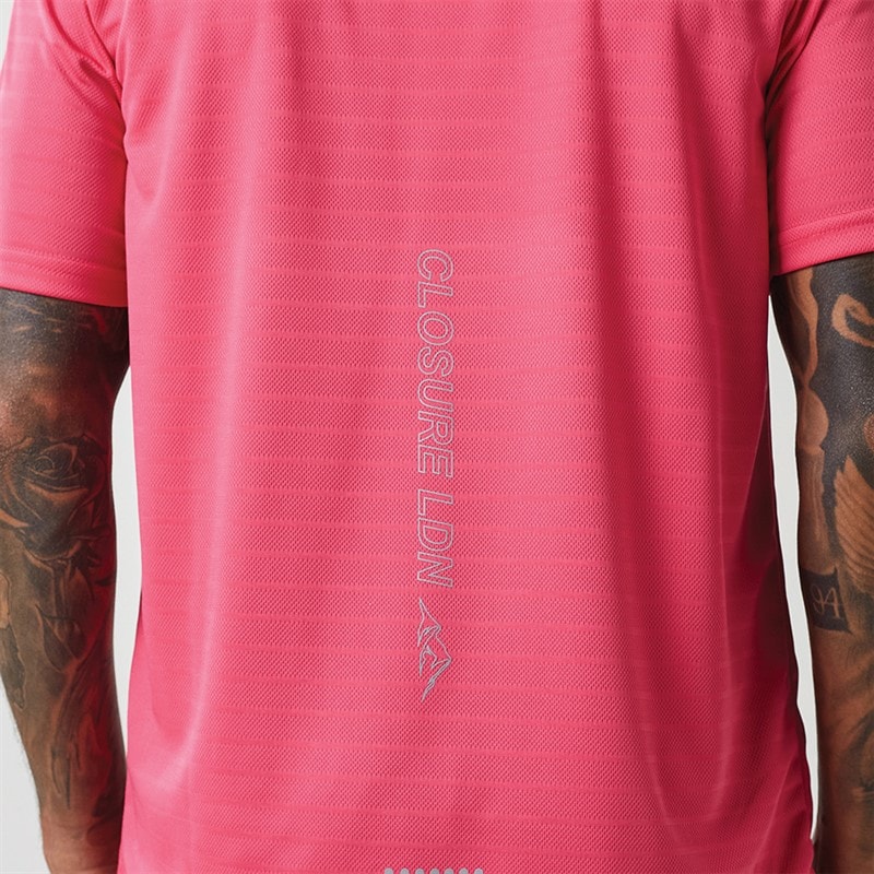 Closure London Mens Cut And Sew T-Shirt And Shorts Set Neon Pink/Charcoal Neonpink/Charcoal - Image 5
