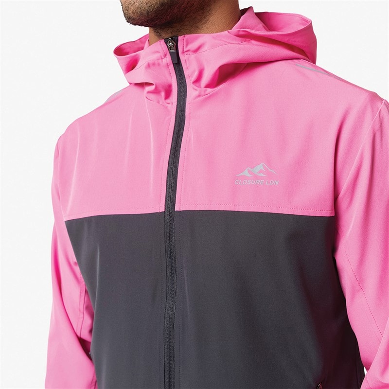 Closure London Mens Core Windbreaker And Shorts Twin Set Neon Pink/Graphite - Image 3