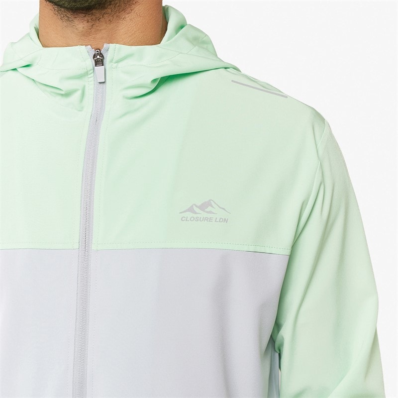 Closure London Mens Core Windbreaker And Shorts Twin Set Neon Mint/Ice Grey - Image 3