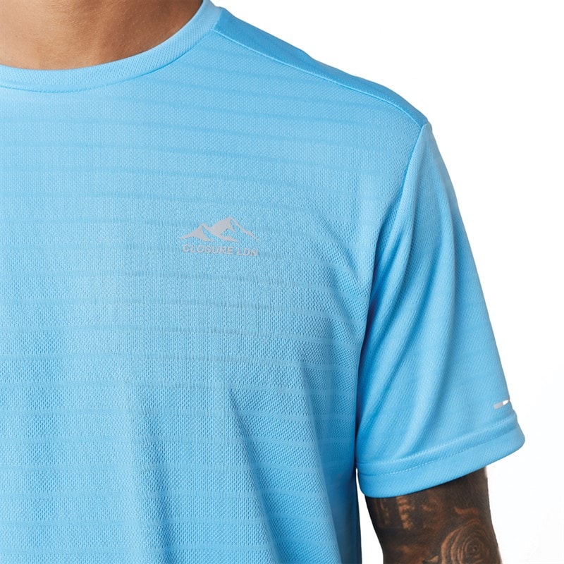 Closure London Mens Cut And Sew T-Shirt And Shorts Set Azure Blue/Mid Grey - Image 3