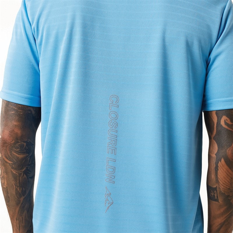Closure London Mens Cut And Sew T-Shirt And Shorts Set Azure Blue/Mid Grey - Image 5