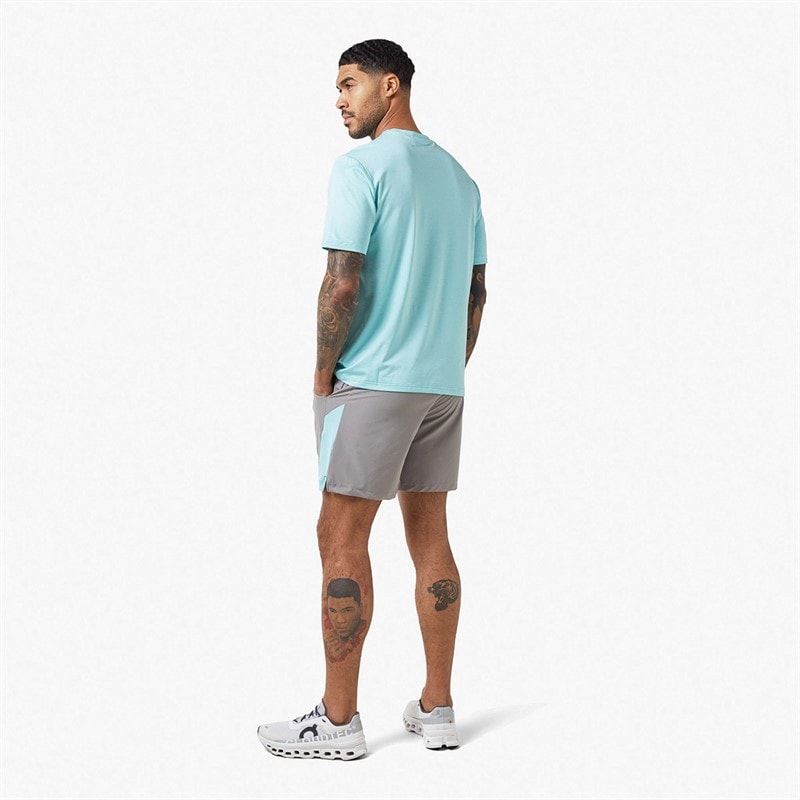 Closure London Mens Space Dye Short Sleeve T-Shirt And Shorts Training Set Aqua/Mid Grey - Image 2