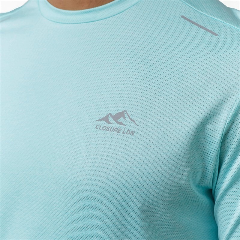 Closure London Mens Space Dye Short Sleeve T-Shirt And Shorts Training Set Aqua/Mid Grey - Image 3