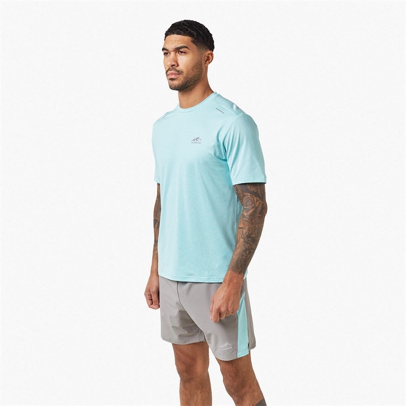 Closure London Mens Space Dye Short Sleeve T-Shirt And Shorts Training Set Aqua/Mid Grey - Image 5