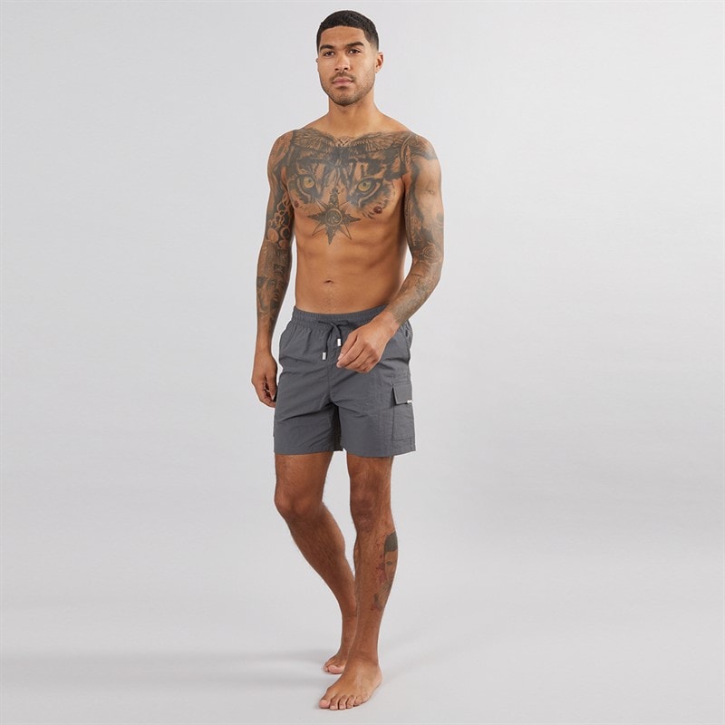 Closure London Mens Cargo Swim Shorts Charcoal - Image 3