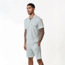 Closure London Mens Crinkle Short Sleeve Shirt And Shorts Set Dusky Mint