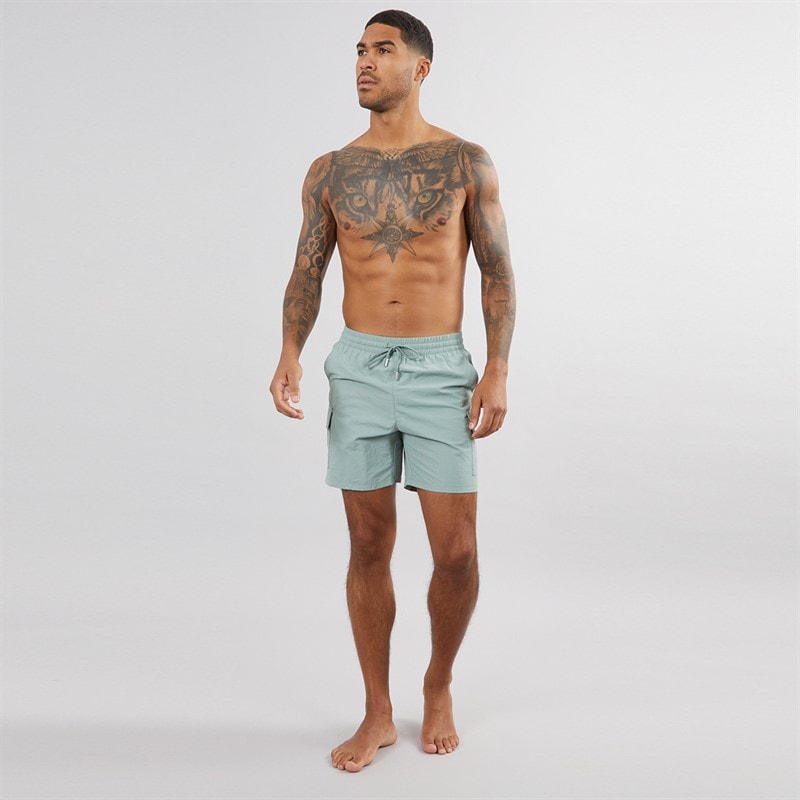 Closure London Mens Cargo Swim Shorts Sage - Image 4