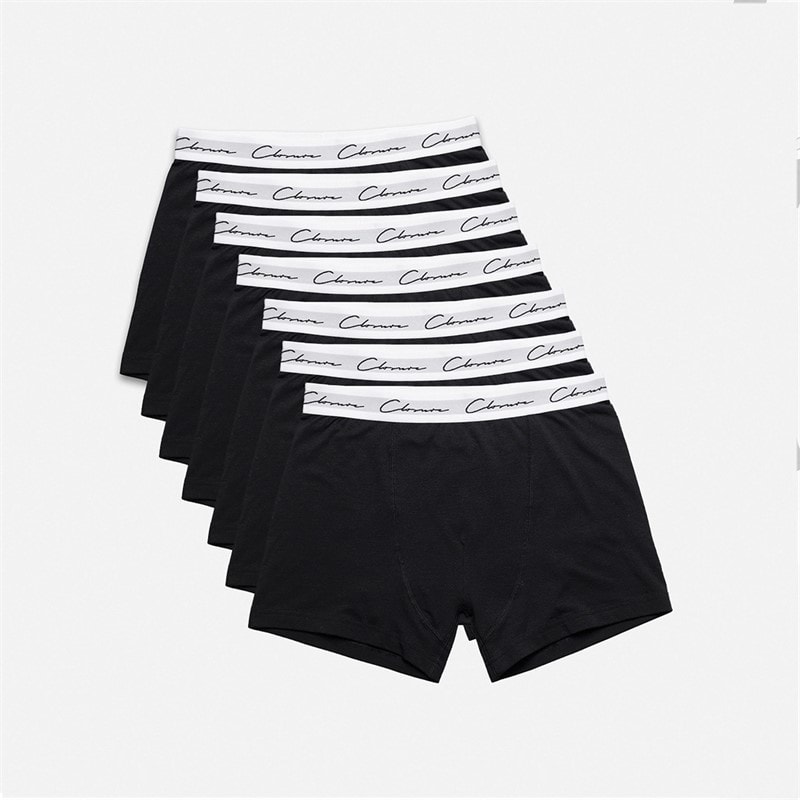 Closure London Mens Single Jersey Seven Pack Boxer Briefs Black