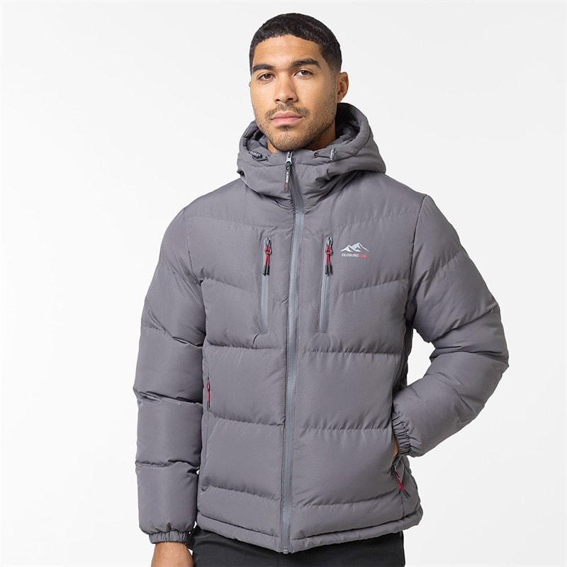 Closure London Mens Tech Logo Puffer Jacket Charcoal - Image 1