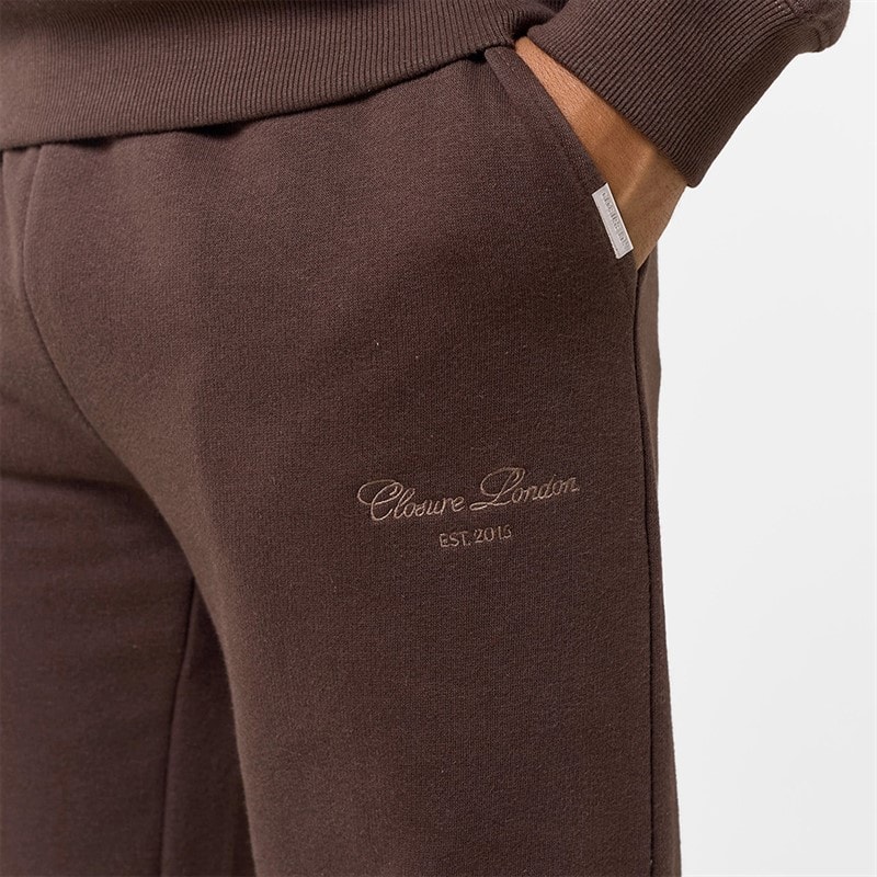 Closure London Mens Open Hem Tonal Signature Tracksuit Coffee - Image 3