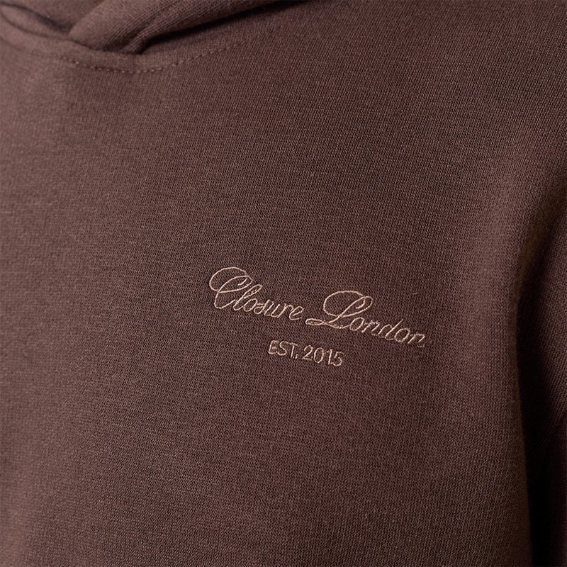 Closure London Mens Open Hem Tonal Signature Tracksuit Coffee - Image 4