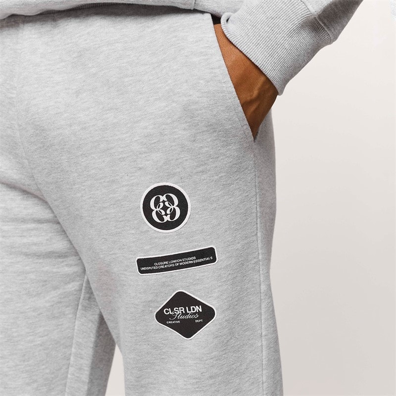 Closure London Mens Badge Tracksuit Light Marl - Image 4
