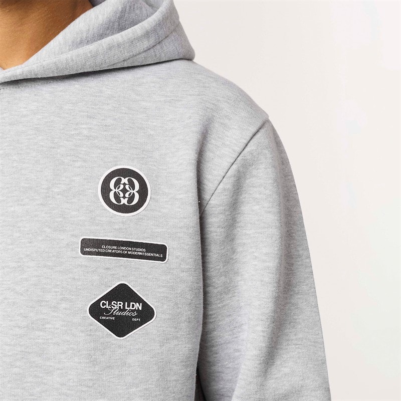 Closure London Mens Badge Tracksuit Light Marl - Image 5