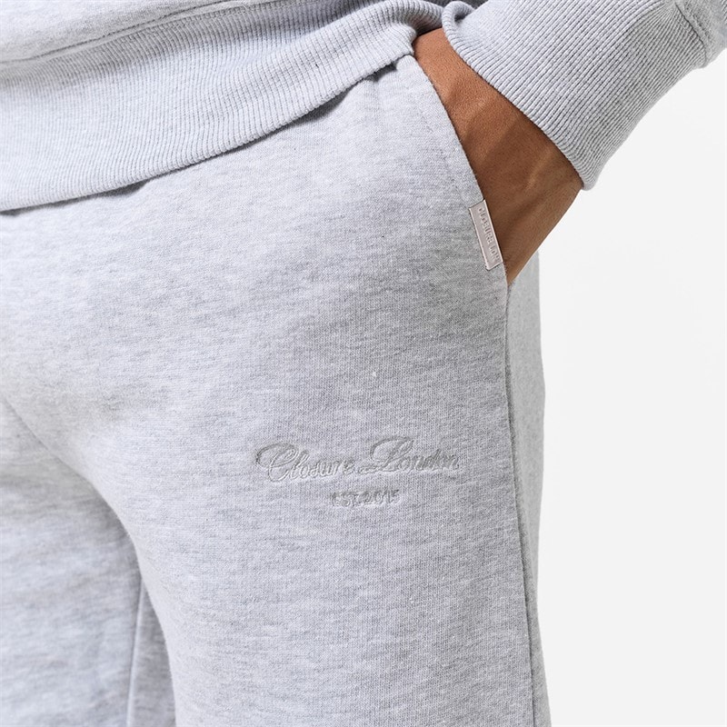 Closure London Mens Open Hem Tonal Signature Tracksuit Light Marl - Image 3