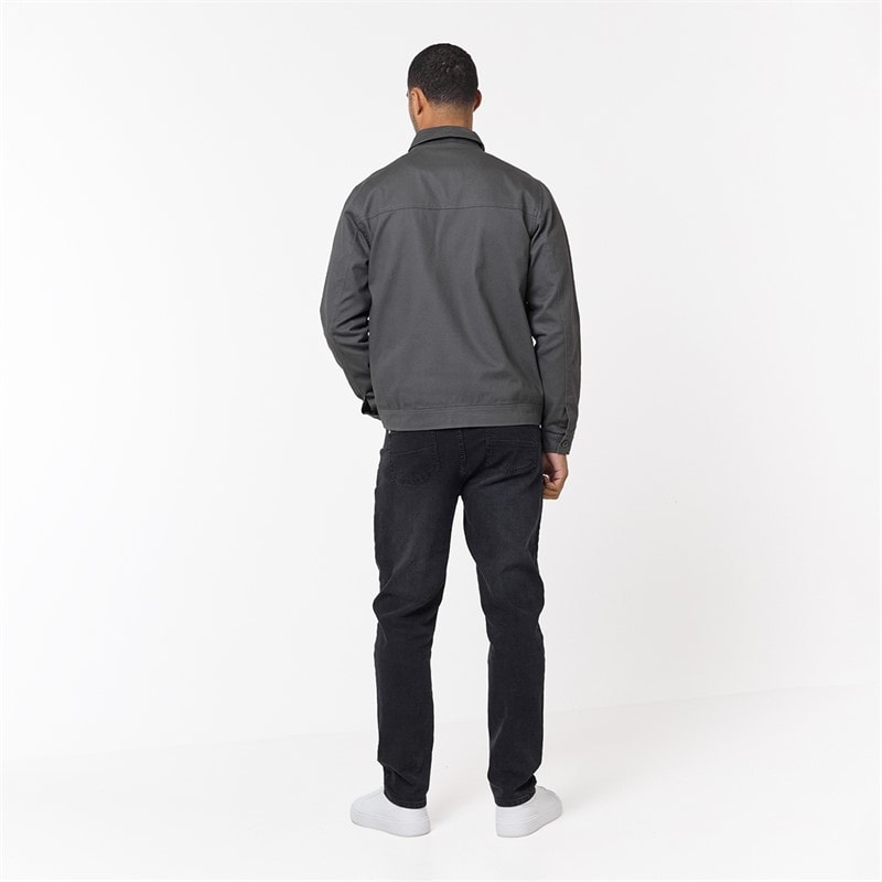 Closure London Mens Twill Zip Up Jacket Charcoal - Image 3