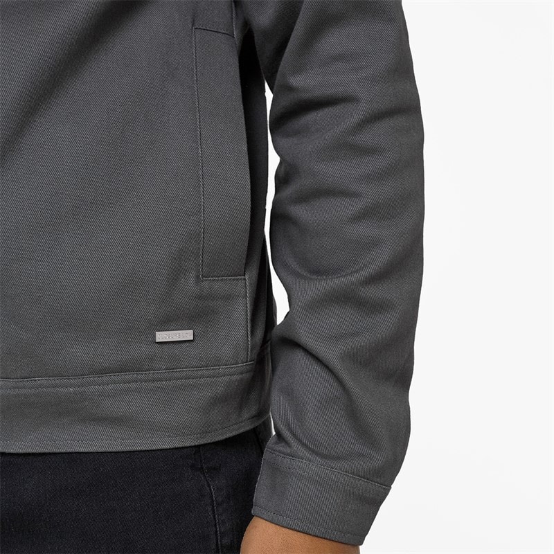 Closure London Mens Twill Zip Up Jacket Charcoal - Image 5