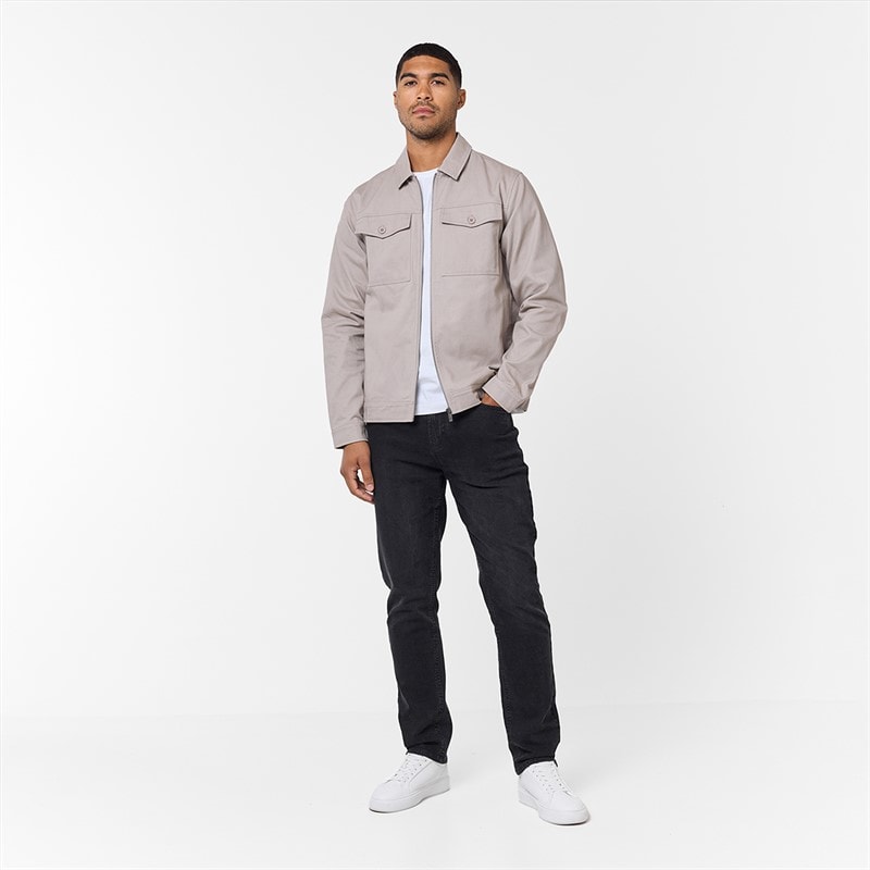 Closure London Mens Twill Zip Up Jacket Stone - Image 2