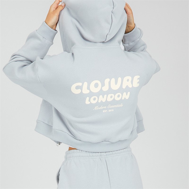 Closure London Womens Bubble Print Hoodie And Shorts Set Ice Grey - Image 3