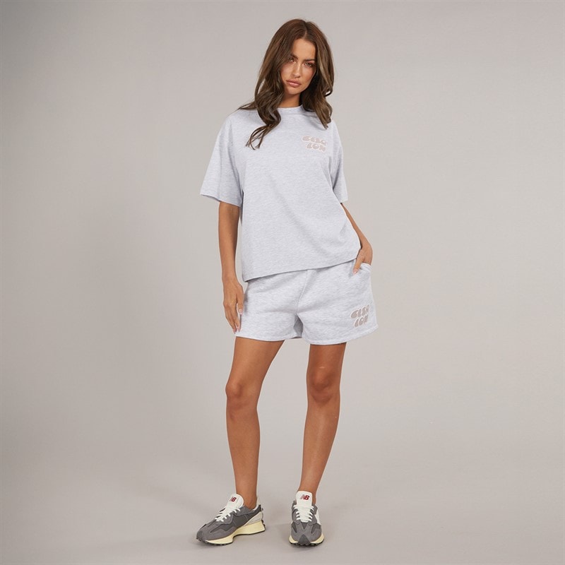 Closure London Womens Bubble T-Shirt And Shorts Set Light Grey Marl/Mauve - Image 4