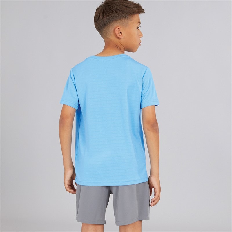 Closure London Boys Training Poly T-Shirt And Shorts Set Azure Blue/Mid Grey - Image 2