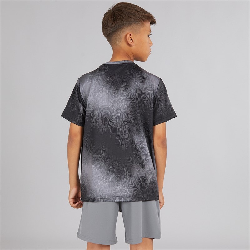 Closure London Boys Contour Print T-Shirt And Shorts Set Black/Mid Grey - Image 2