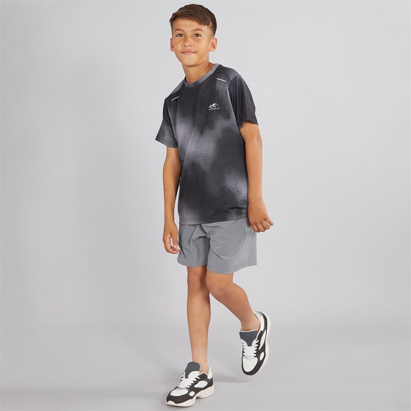 Closure London Boys Contour Print T-Shirt And Shorts Set Black/Mid Grey - Image 3