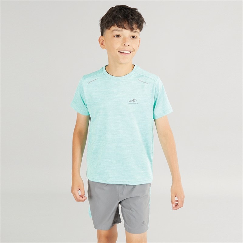 Closure London Boys Space Dye T-Shirt And Shorts Training Set Aqua/Mid Grey