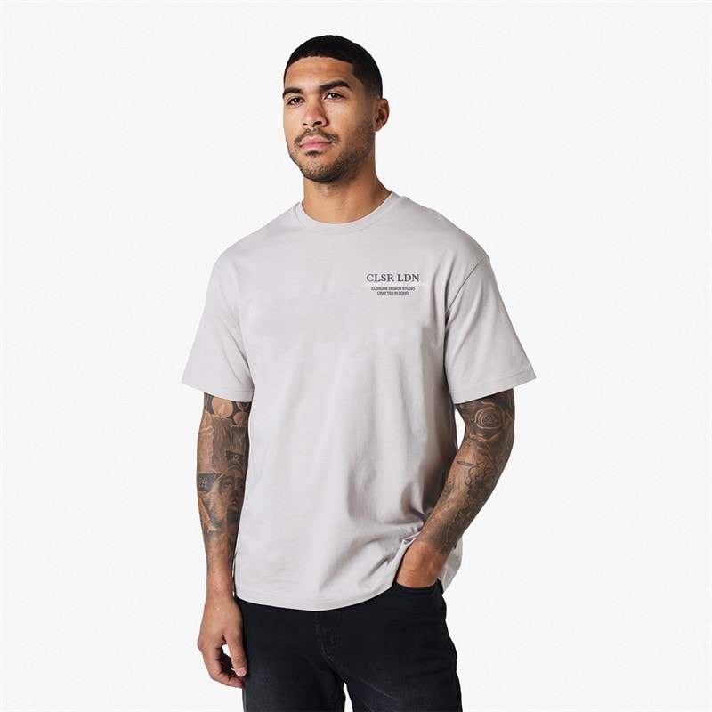 Closure London Mens Crafted Luxury Relaxed T-Shirt Stone