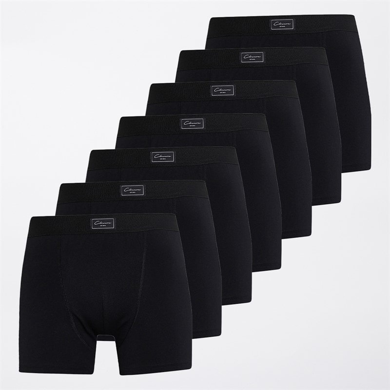 Closure London Mens Seven Pack Boxer Shorts Black - Image 1