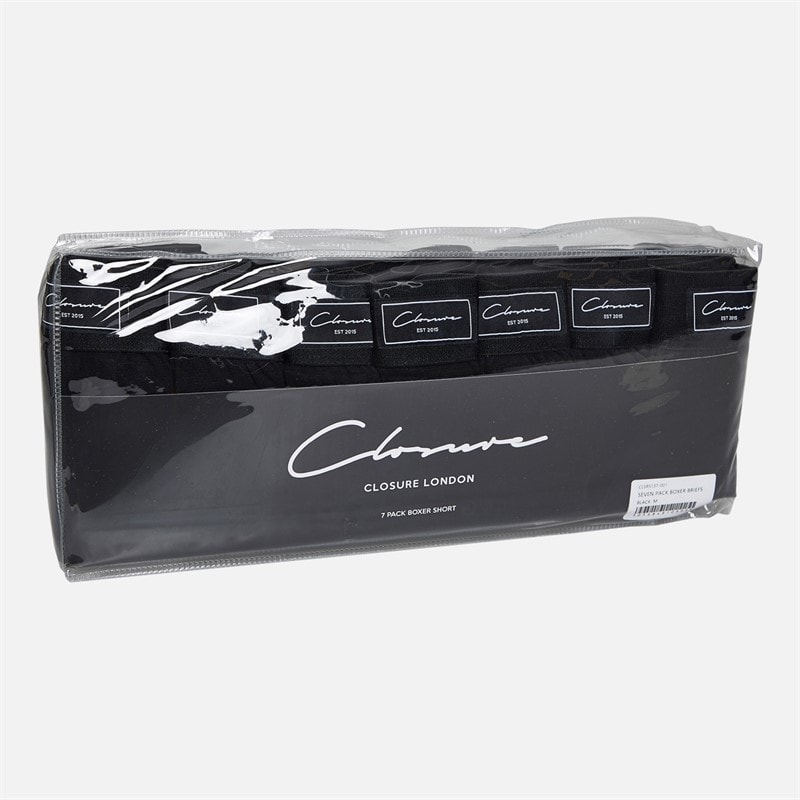 Closure London Mens Seven Pack Boxer Shorts Black - Image 2