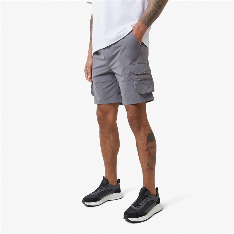 Closure London Mens Tech Stretch Poly Utility Shorts Charcoal - Image 1