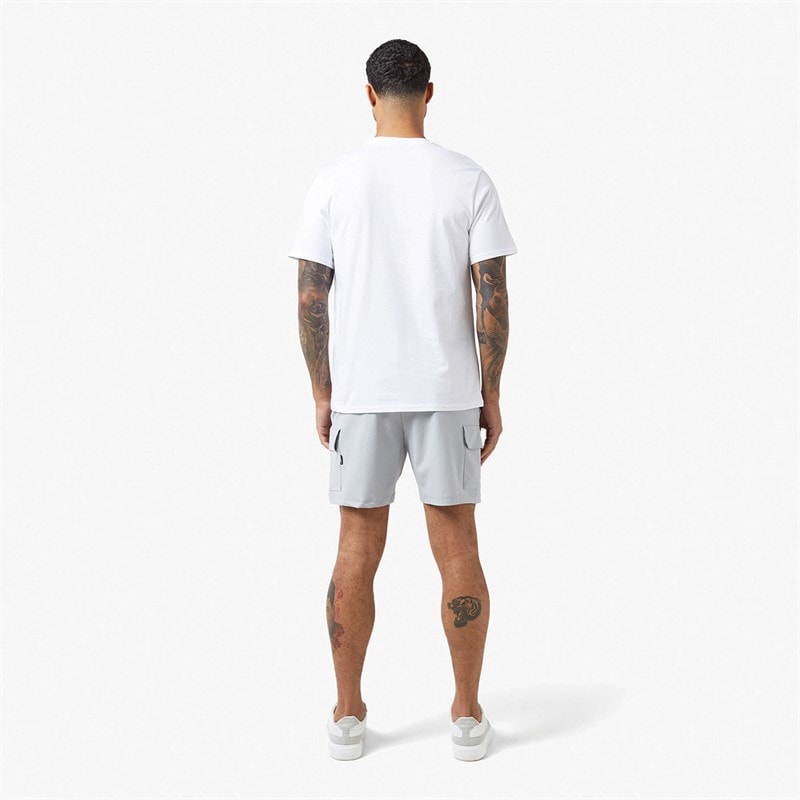 Closure London Mens Contrast Nylon Pocket T-Shirt And Shorts Set White/Grey - Image 2