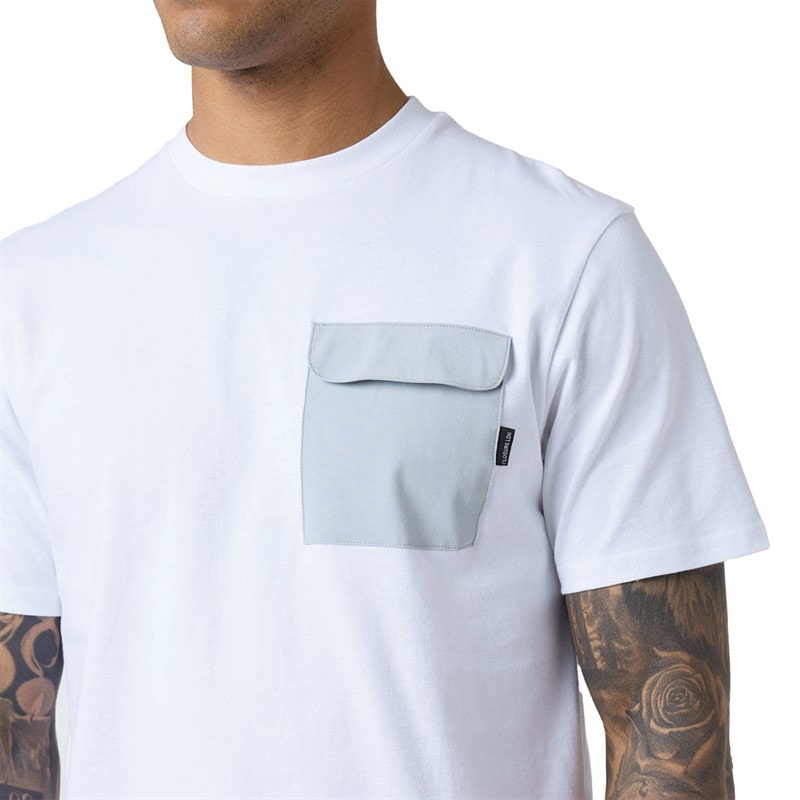 Closure London Mens Contrast Nylon Pocket T-Shirt And Shorts Set White/Grey - Image 3