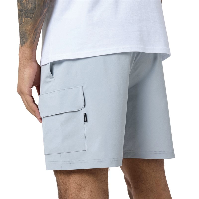 Closure London Mens Contrast Nylon Pocket T-Shirt And Shorts Set White/Grey - Image 4