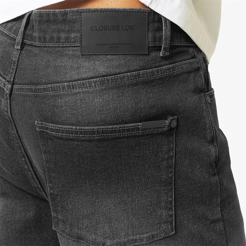 Closure London Mens Relaxed Fit Denim Shorts Grey - Image 3