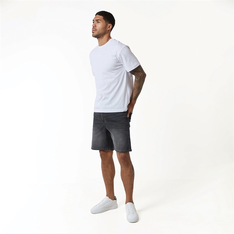 Closure London Mens Relaxed Fit Denim Shorts Grey - Image 4
