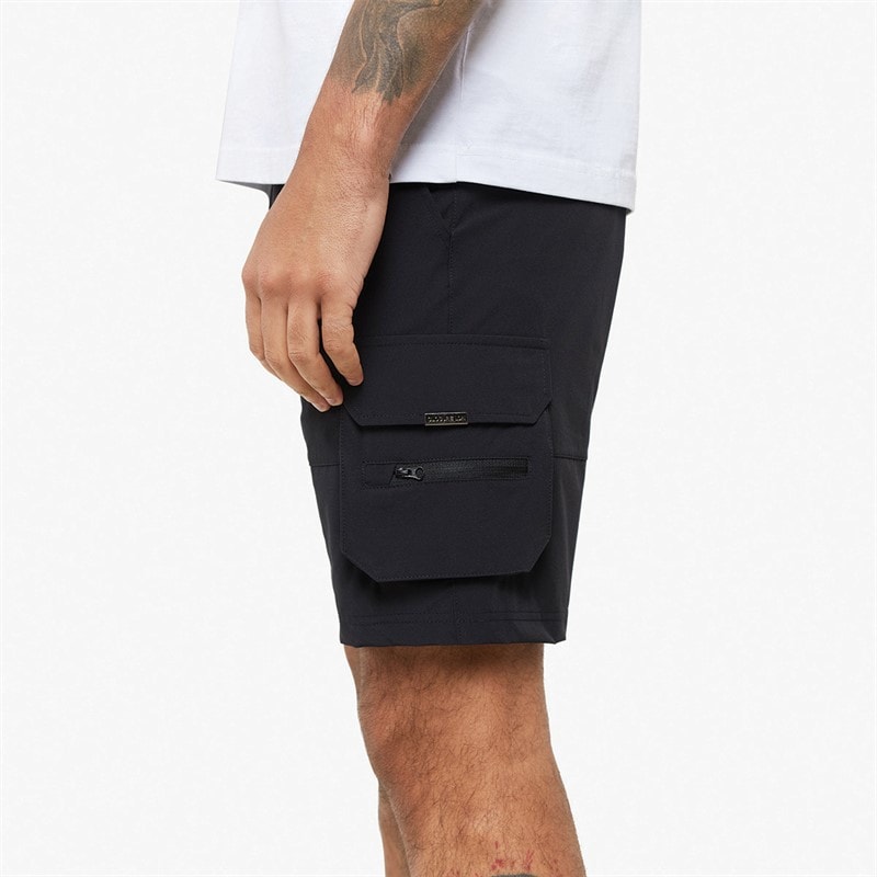 Closure London Mens Tech Stretch Poly Utility Shorts Black - Image 5