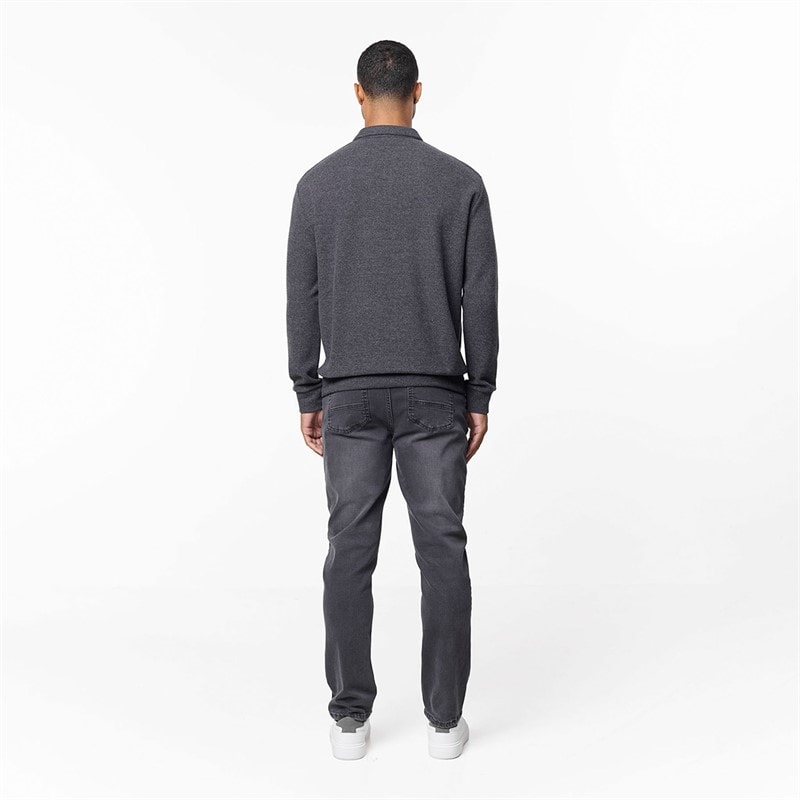 Closure London Mens Soft Knit 1/4 Zip Sweatshirt Charcoal - Image 2