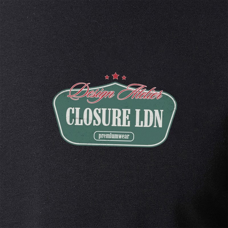 Closure London Mens Vintage Badge Atelier T-Shirt Black - Image 3