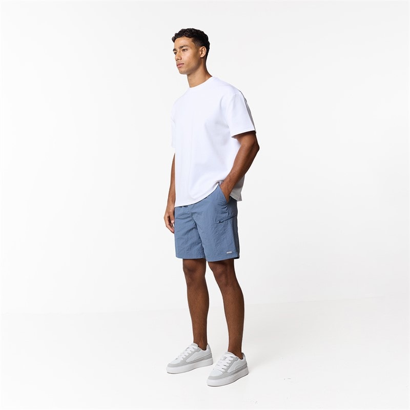 Closure London Mens Zip Tech Pocket Shorts Steel Blue - Image 2