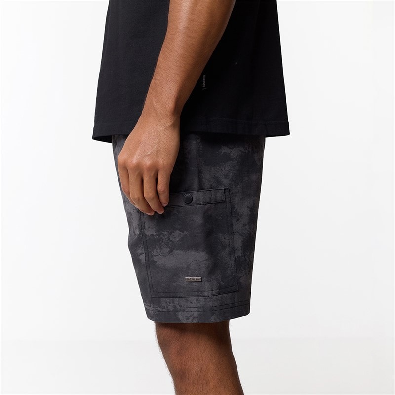 Closure London Mens Ripstop Camo Utility Cargo Shorts Black Camo - Image 5
