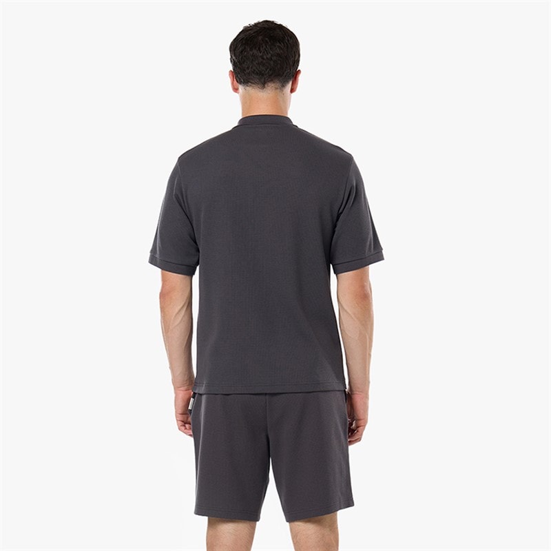 Closure London Mens Waffle Polo Shirt And Shorts Set Charcoal - Image 2