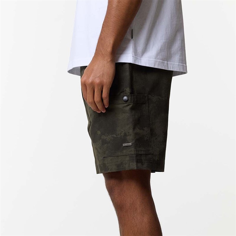 Closure London Mens Ripstop Camo Utility Cargo Shorts Khaki Camo - Image 5