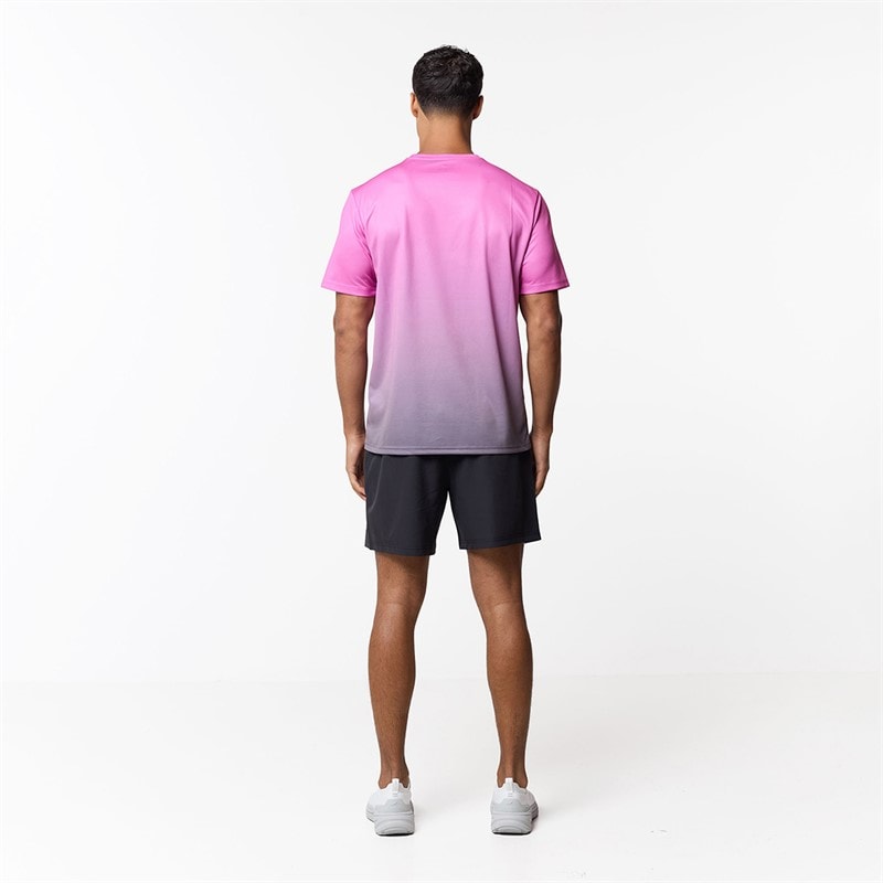 Closure London Mens Ombre Poly T-Shirt Pink/Charcoal - Image 3