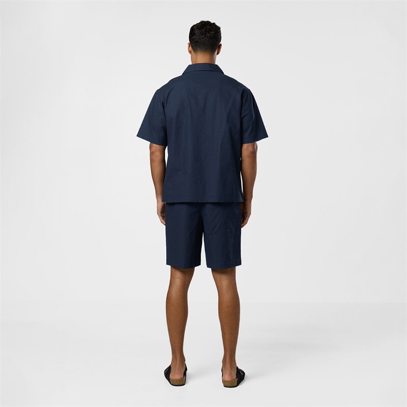 Closure London Mens Linen Shirt And Shorts Set Navy - Image 2