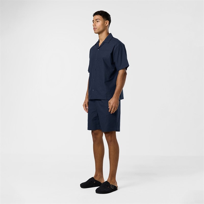 Closure London Mens Linen Shirt And Shorts Set Navy - Image 4
