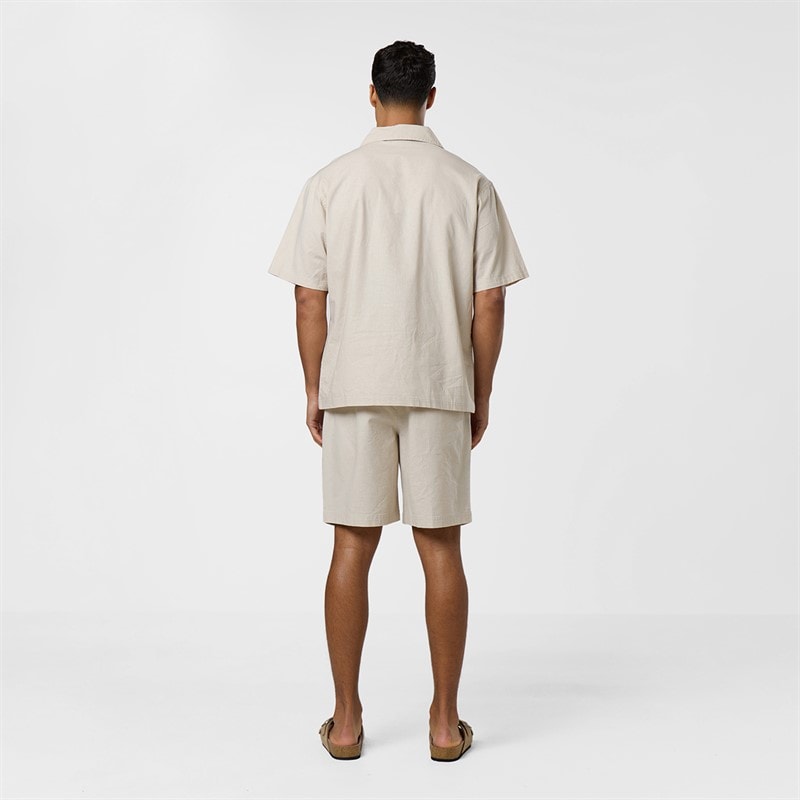 Closure London Mens Linen Shirt And Shorts Set Stone - Image 2