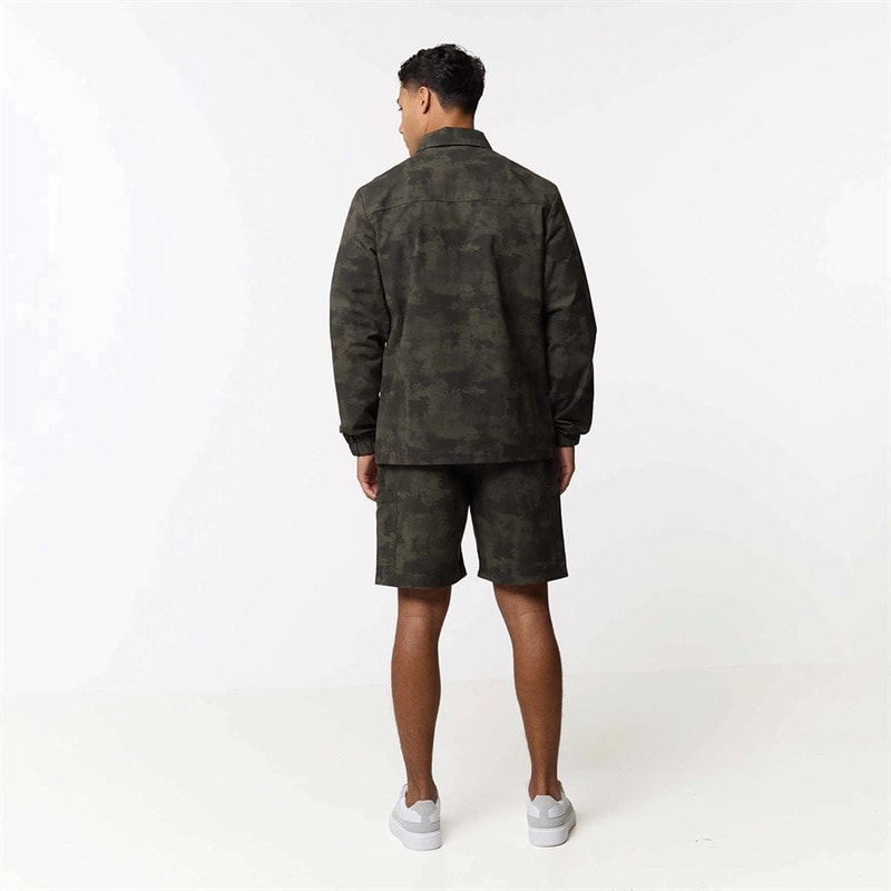 Closure London Mens Ripstop Camo Utility Over-Shirt Khaki Camo - Image 2