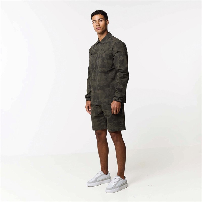 Closure London Mens Ripstop Camo Utility Over-Shirt Khaki Camo - Image 4